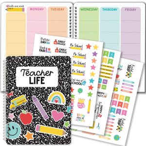 Notebook Undated Teacher Planner | 2025-2026 | Teaching Supplies - Colorful chalk